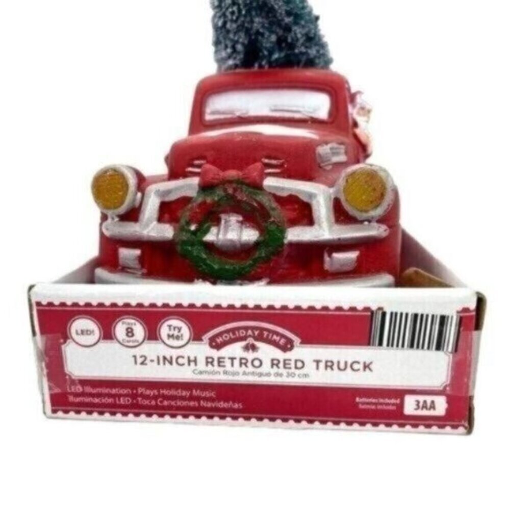 Retro Light Up Christmas Musical Red Truck New - Picture 6 of 10